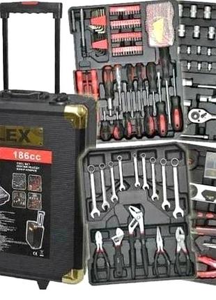 Набір ключів головок із тріскачкою, набір ключів гайкових ріжкових 186ед lex (польща), nst