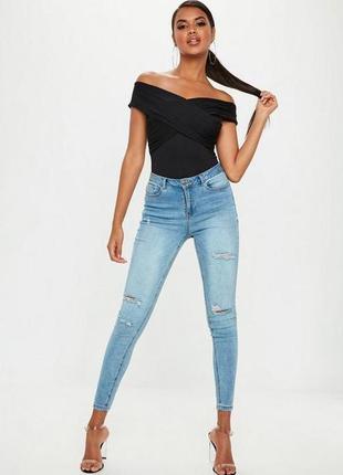 Новый черный стречевый боди комбидресс 16 uk missguided3 фото