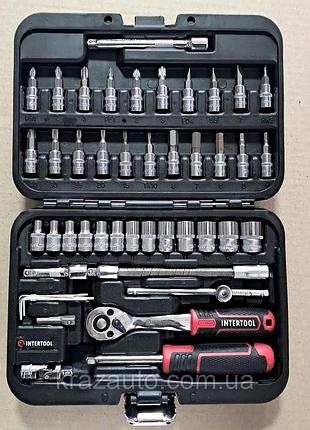 Набір інструментів автомобільний, ключі головки набір, ріжково накидні ключі з тріскачкою 46ед, nst