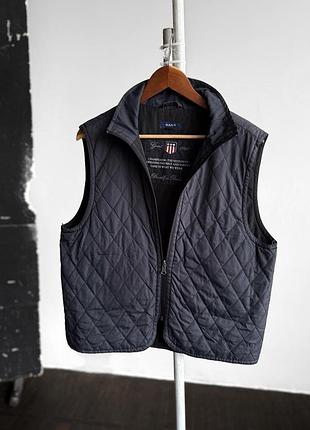Gant mens navy quilted vest nylon zip up lightweight casual classic outerwear оригінальна жилетка в класичному дизайні