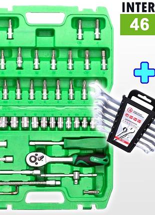 Набір інструментів в автомобіль 46ед (1/4) + набір ключів 6 шт., набір інструментів у ящику, nst