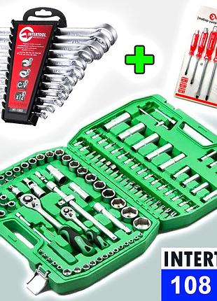 Інструмент для автомайстерні 108ед + 12 шт. ключів + 6 шт. ударних викруток, nst
