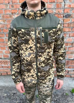 🪖флисовая кофта пиксель с капюшоном