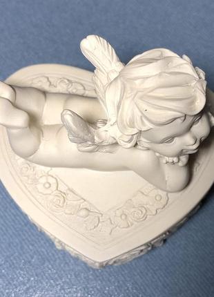 Шкатулка сердце сердечко ангел ангелочек роза розочки органайзер8 фото