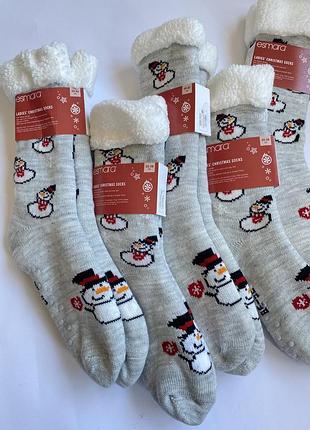 Нові новорічні шкарпетки зі сніговиком різдвяні новые новогодние носки рождественские со снеговиком esmara 36-38 39-42