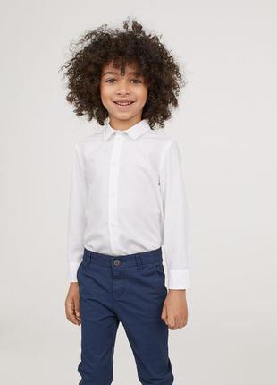 Элегантная белая рубашка h&m easy iron на мальчика 9-10 лет