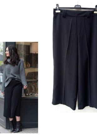 Стильные базовые чёрные широкие брюки кюлоты h&m1 фото