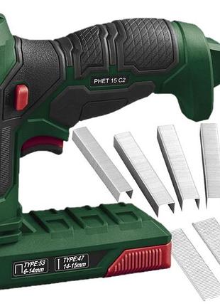 Пневмопистолет для гвоздей по дереву под скобы и гвозди parkside (германия), nst