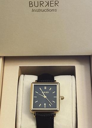 Жіночий годинник burker daisy gold black/black leather 🖤