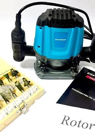 Сверлильно-фрезерный станок + набор фрез 12шт 1900w grand (чехия), фрезер для обработки дерева, nst