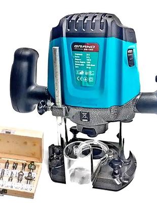 Столярный кромочный фрезер по дереву + набор фрез 12шт 1900w grand (чехия), nst