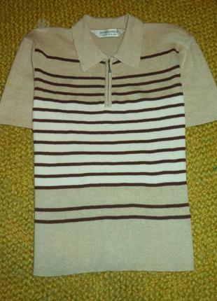 Футболка в полоску с воротничком.уцененный товар
