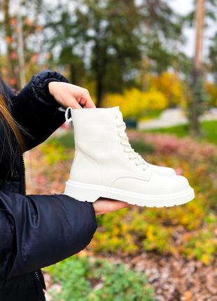 💓dr.martens 1460 white cream premium💓черевики весна-осінь жіночі доктор мартінс крем