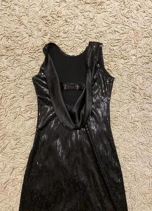 Платье в пайетках чёрное короткое4 фото