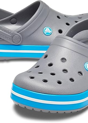 Крокси клоги crocs crocband clog w7/m5 сірі з синім