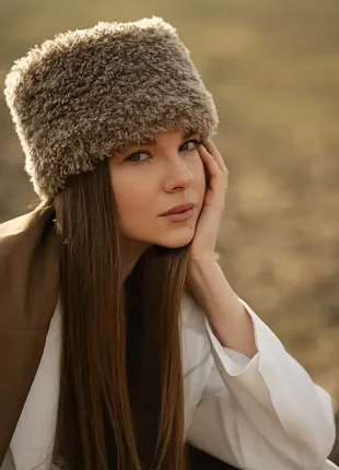 Шапка кoзачка лама 9602 колір какао, р. 56-57