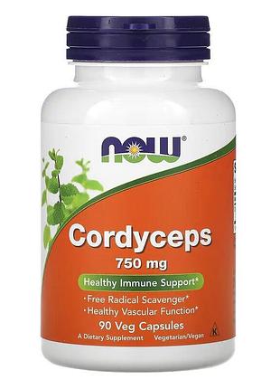 Натуральная добавка now cordyceps 750 mg, 90 капсул