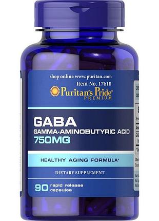Аминокислота puritan's pride gaba 750 mg, 90 капсул