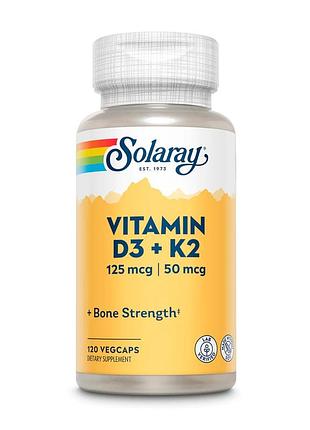Вітаміни та мінерали solaray vitamin d3 + k2 soy free, 120 вегакапсул