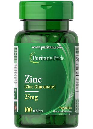 Витамины и минералы puritan's pride zinc 25 mg, 100 каплет