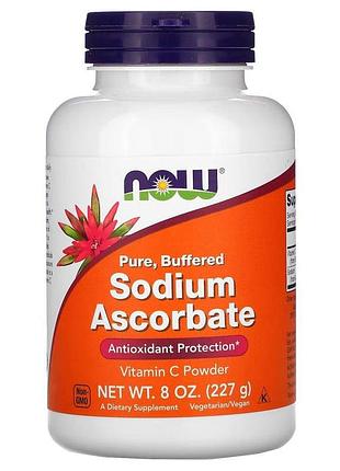 Вітаміни та мінерали now sodium ascorbate, 227 грам