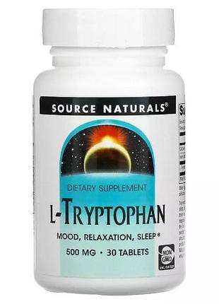 Аминокислота source naturals l-tryptophan 500 mg, 30 таблеток