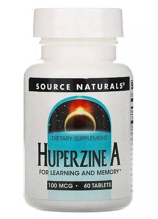 Гуперцин а source naturals huperzine a 100 mcg, 60 таблеток для підтримки ерудиції та пам'яті