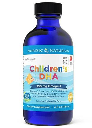 Жирные кислоты nordic naturals children's dha 530 mg, 119 мл - клубника