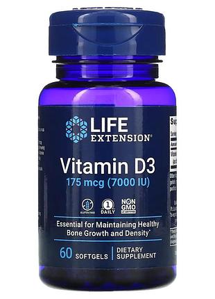 Витамины и минералы life extension vitamin d3 7000 iu, 60 капсул