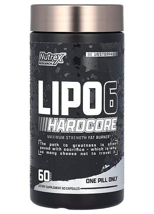 Жироспалювач nutrex research lipo-6 hardcore, 60 капсул для підтримки м'язової тканини