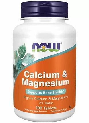 Витамины и минералы now calcium & magnesium, 100 таблеток