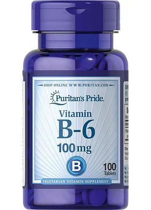 Витамины и минералы puritan's pride vitamin b-6 100 mg, 100 таблеток