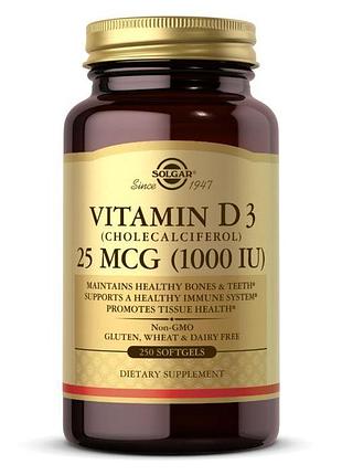 Вітаміни та мінерали solgar vitamin d3 25 mcg, 250 капсул