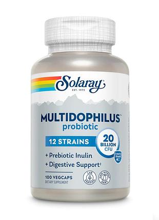 Пробіотики та пребіотики solaray multidophilus 12 20 billion cfu, 100 вегакапсул