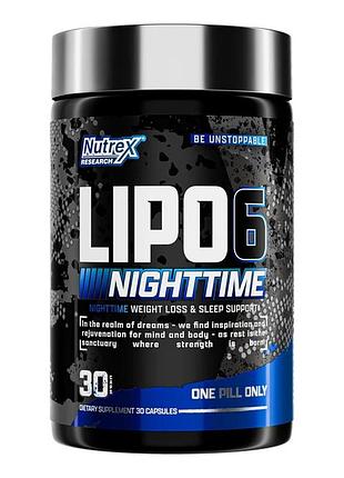 Жироспалювач nutrex research lipo-6 black nighttime ultra concentrate, 30 капсул
