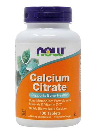 Витамины и минералы now calcium citrate tablets, 100 таблеток