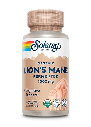 Натуральна добавка solaray fermented lion's mane mushroom, 60 вегакапсул