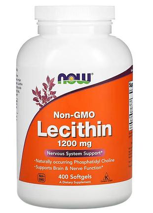 Натуральная добавка now lecithin 1200 mg, 400 капсул