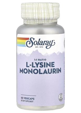 L-лизин и монолаурин solaray l-lysine monolaurin, 60 вегакапсул для поддержки иммунной системы
