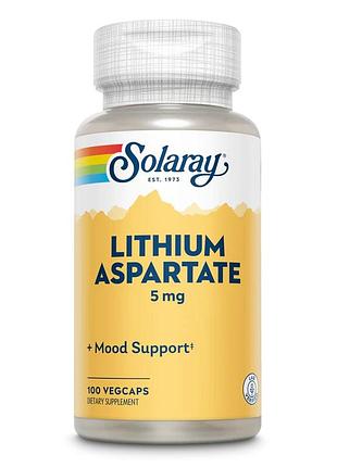 Витамины и минералы solaray lithium aspartate 5 mg, 100 вегакапсул