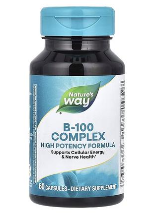 Комплекс витаминов группы b nature's way b-100 complex, 60 капсул для поддержки нервной системы