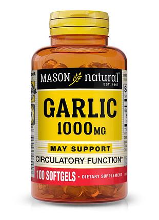 Натуральна домішка mason natural garlic oil 1000 mg, 100 капсул