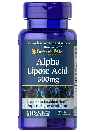 Натуральная добавка puritan's pride alpha lipoic acid 300 mg, 60 капсул