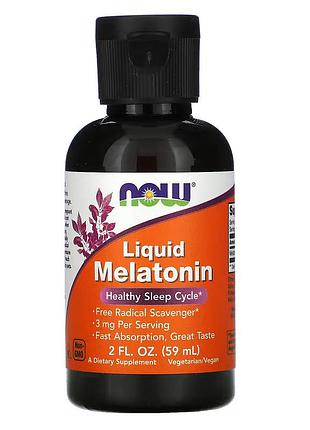 Натуральная добавка now liquid melatonin, 60 мл