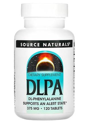 Аминокислота source naturals dlpa 375 mg, 120 таблеток