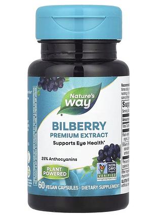 Екстракт ягід чорниці nature's way bilberry premium extract, 60 вегакапсул для підтримки очей та покращення зору