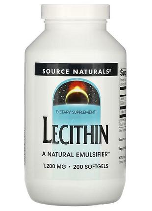 Лецитин source naturals lecithin 1200 mg, 200 капсул