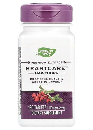 Екстракт листя і квітів глоду nature's way heartcare, 120 таблеток для підтримки серцево-судинної системи
