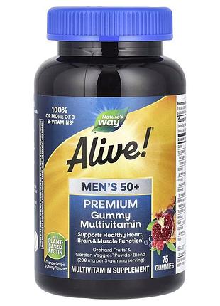 Комплекс для здоров'я чоловіків 50+ nature's way alive! men's 50+ premium gummy, 75 желейок