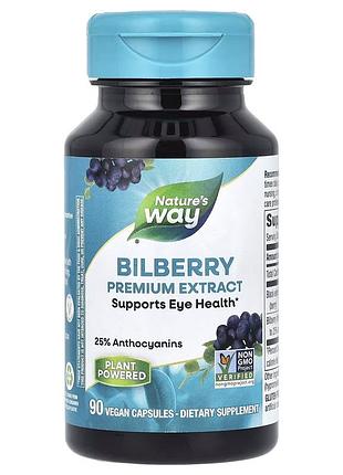 Чорна бузина та екстракт чорниці nature's way bilberry premium extract, 90 вегакапсул для підтримки очей та зору
